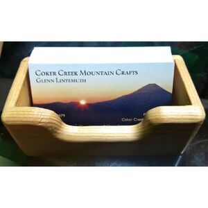 Handmade Wooden Business Card Holder Crafted in United States Office Desk NEW